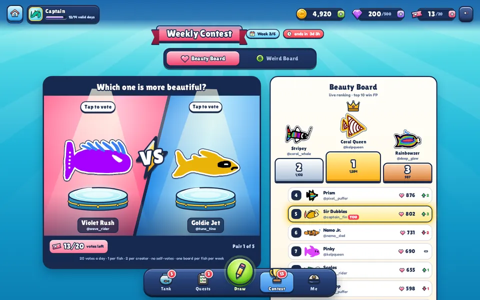 DrawFish — Weekly contests